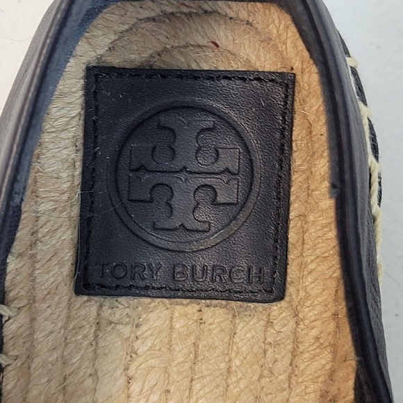 Tory Burch US Nappa Leather Espadrille Flat Shoes Navy Blue Travel SEE SIZE NOTE - Picture 8 of 13